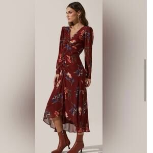 ASTR The Label Floral Ruched Front Hilow Floral Dress sz XL
